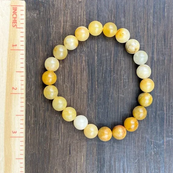 Yellow Carnelian 8mm Gemstone Bracelet Handmade - Picture 6 of 6